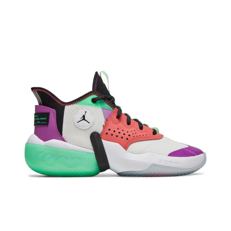 Air Jordan React Elevation Hvit Lilla Rød Grønn Svart Herresko