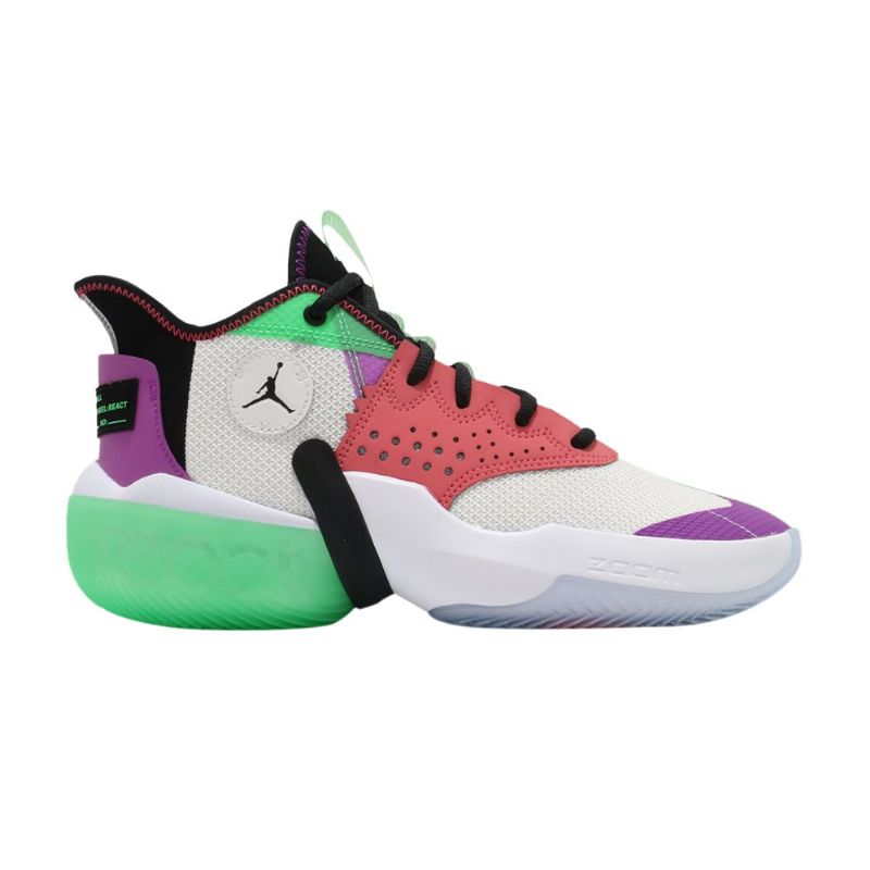 Air Jordan React Elevation Pf Hvit Lilla Rød Grønn Svart Herresko