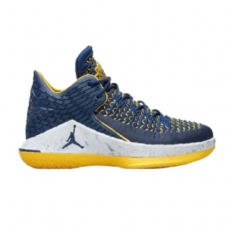 Air Jordan 32 Lav Marineblå Gul Hvit Herresko