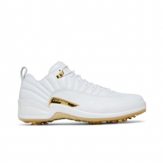 Air Jordan 12 Low Golf Hvitt Gull Herresko