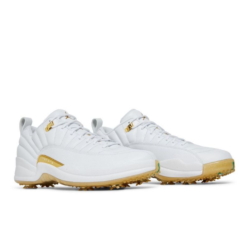 Air Jordan 12 Low Golf Hvitt Gull Herresko