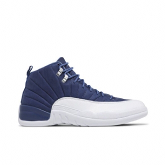 Air Jordan 12 Retro Blå Hvit Herresko