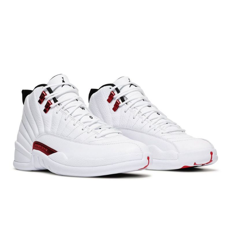 Air Jordan 12 Retro Hvit Rød Svart Herresko