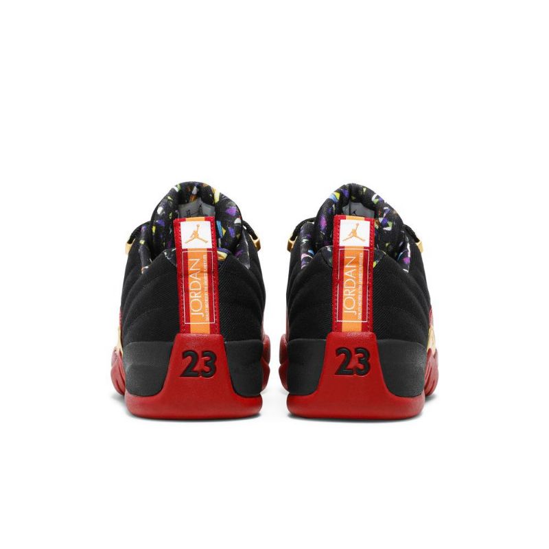 Air Jordan 12 Retro Low Se Svart Rødt Gull Herresko