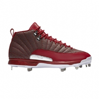 Air Jordan 12 Retro Metall Rød Hvit Sølv Herresko