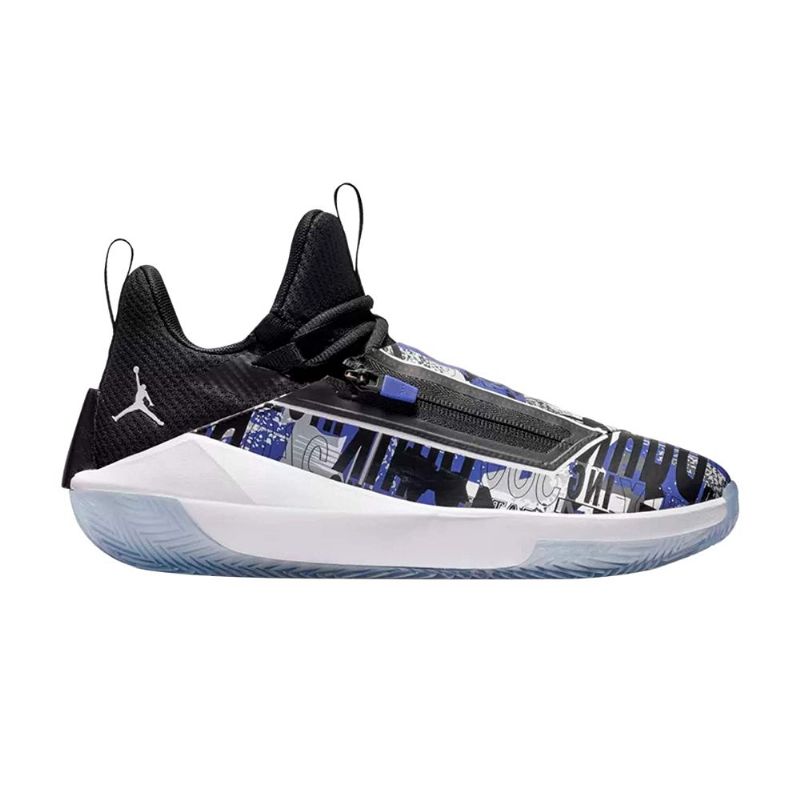 Air Jordan Jumpman Hustle Svart Hvit Grå Blå Herresko
