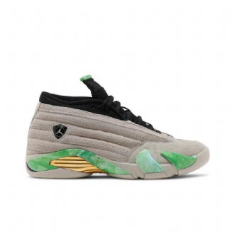 Air Jordan 14 Aleali May Retro Low Sp Grå Grønn Svart Gull Damesko