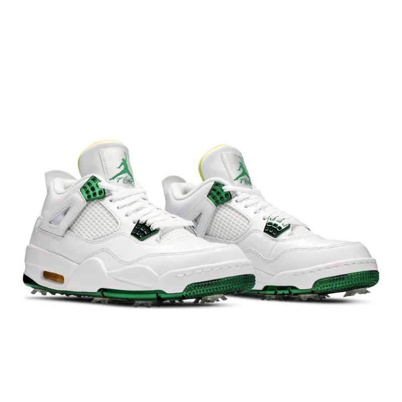 Air Jordan 4 Golf Hvit Grønn Gul Herresko