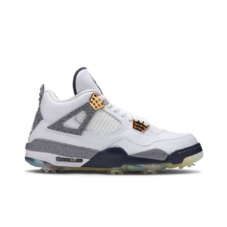 Air Jordan 4 Golf Hvit Marine Grå Herresko