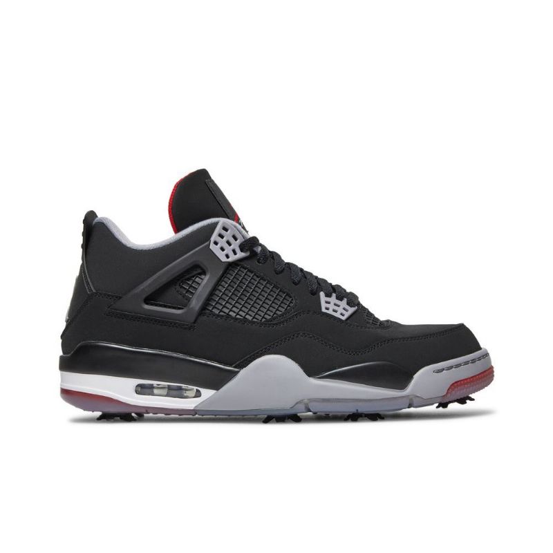 Air Jordan 4 Golf Svart Rød Hvit Grå Herresko