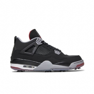 Air Jordan 4 Golf Svart Rød Hvit Grå Herresko