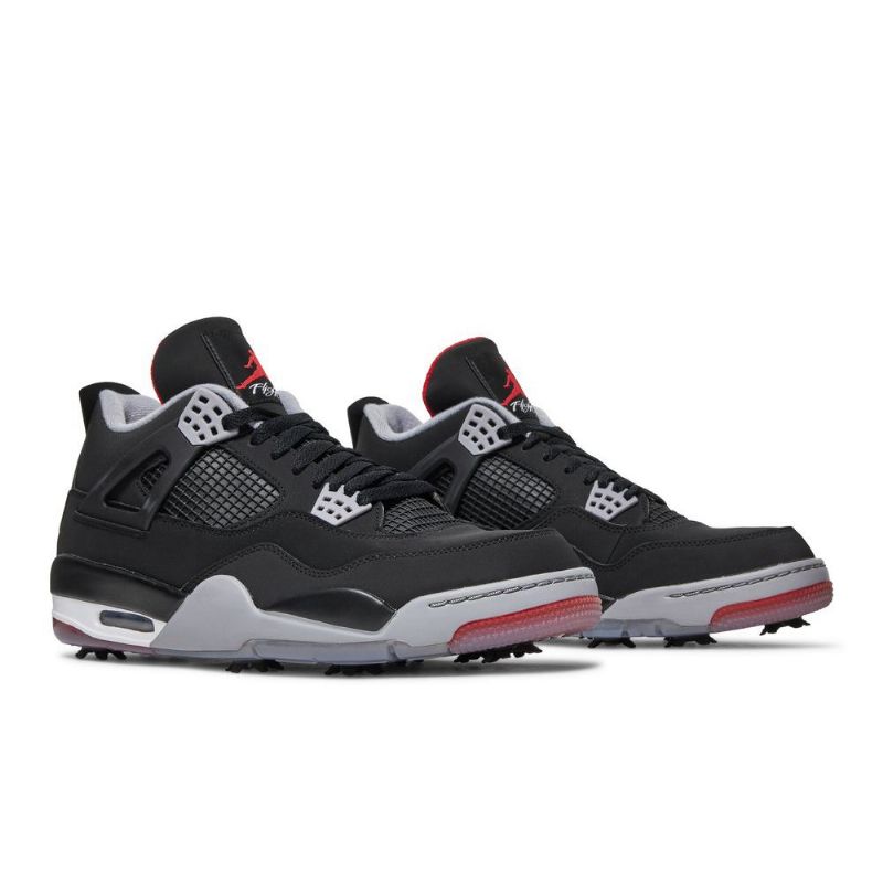 Air Jordan 4 Golf Svart Rød Hvit Grå Herresko