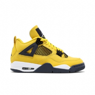 Air Jordan 4 Retro Gul Mørke Blå Herresko