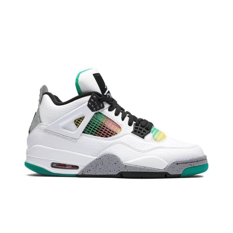 Air Jordan 4 Retro Hvit Grå Flerfarget Damesko