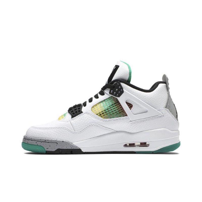 Air Jordan 4 Retro Hvit Grå Flerfarget Damesko