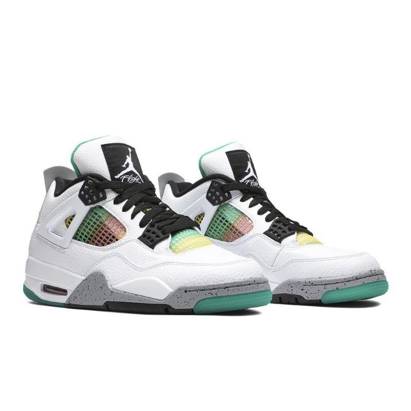 Air Jordan 4 Retro Hvit Grå Flerfarget Damesko