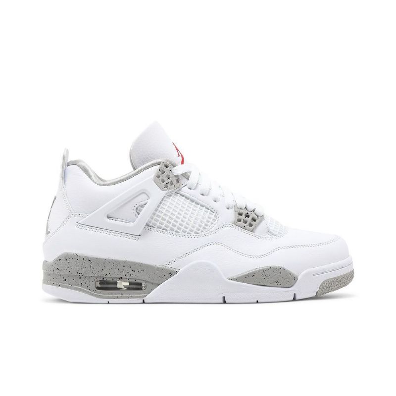 Air Jordan 4 Retro Hvit Grå Rød Herresko