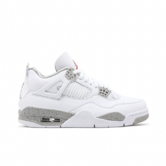 Air Jordan 4 Retro Hvit Grå Rød Herresko