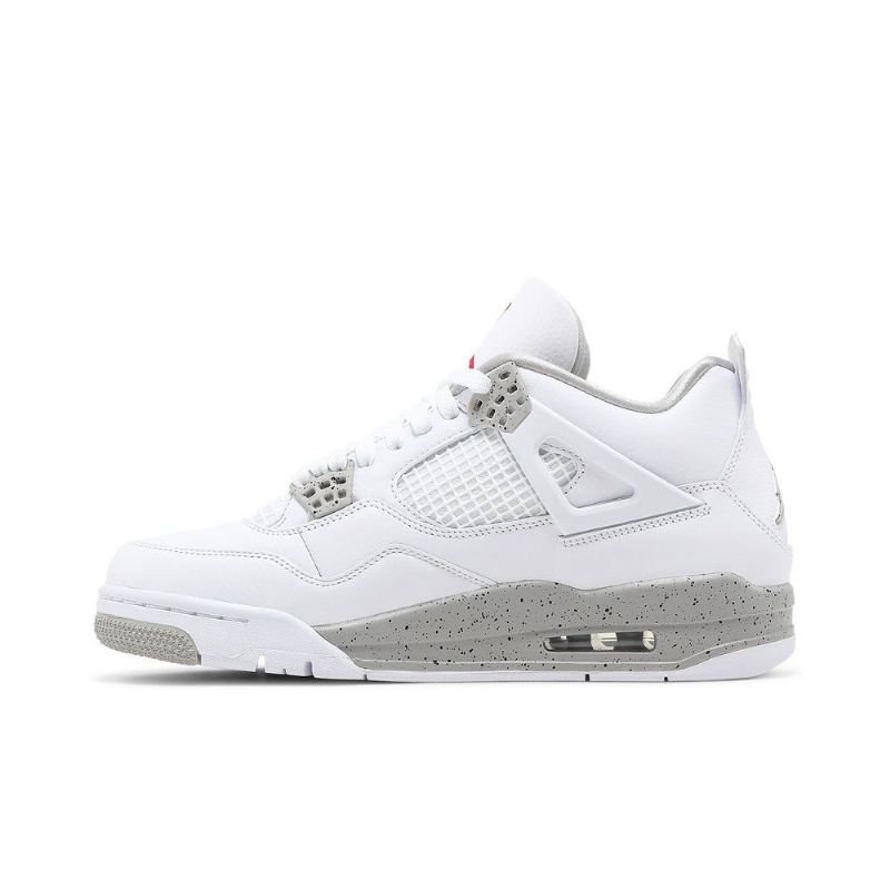 Air Jordan 4 Retro Hvit Grå Rød Herresko