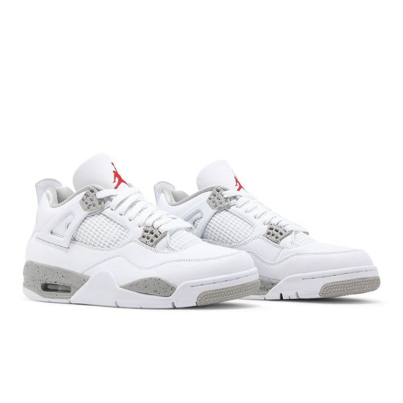 Air Jordan 4 Retro Hvit Grå Rød Herresko