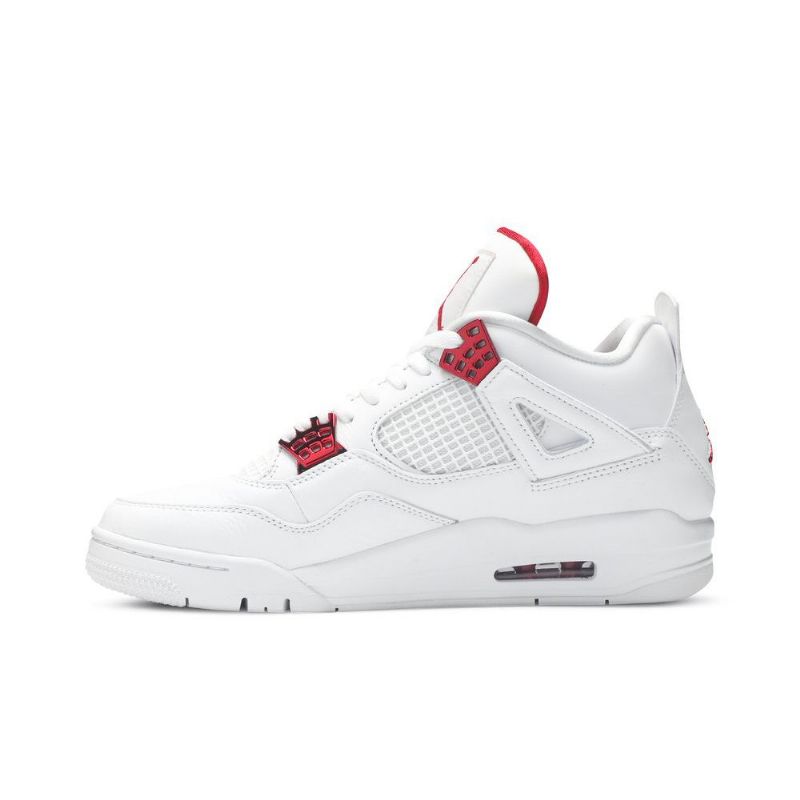 Air Jordan 4 Retro Hvit Rød Sølv Herresko