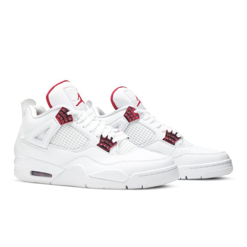 Air Jordan 4 Retro Hvit Rød Sølv Herresko