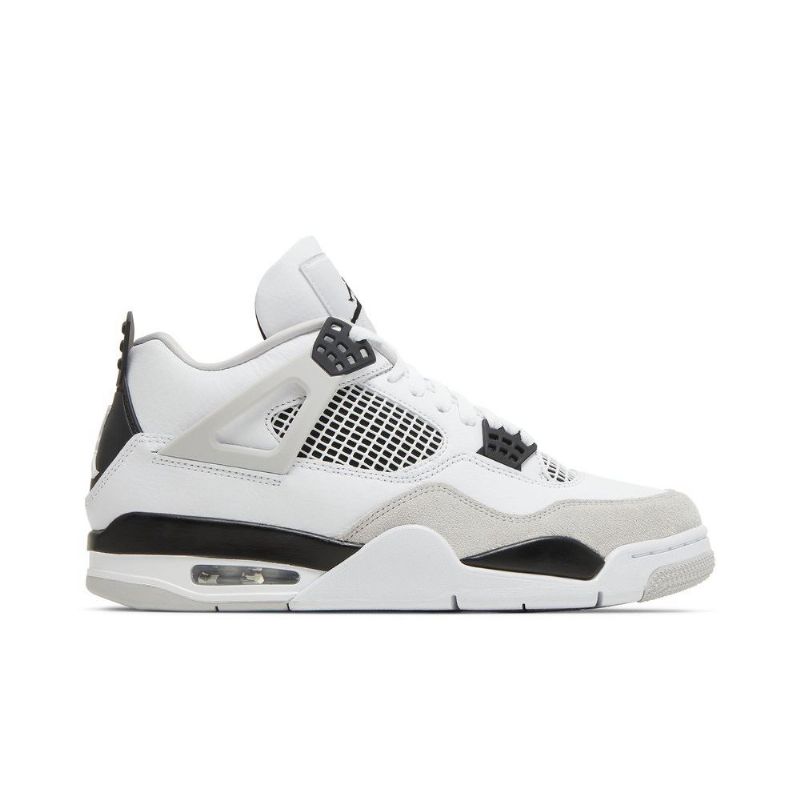 Air Jordan 4 Retro Hvit Svart Grå Herresko