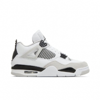 Air Jordan 4 Retro Hvit Svart Grå Herresko