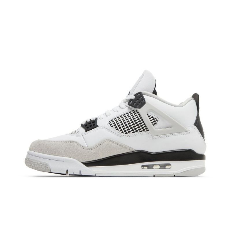 Air Jordan 4 Retro Hvit Svart Grå Herresko