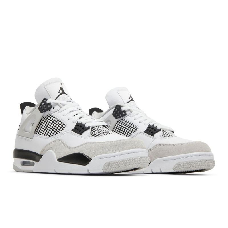Air Jordan 4 Retro Hvit Svart Grå Herresko