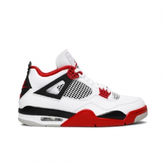 Air Jordan 4 Retro Og Hvit Svart Rød Herresko