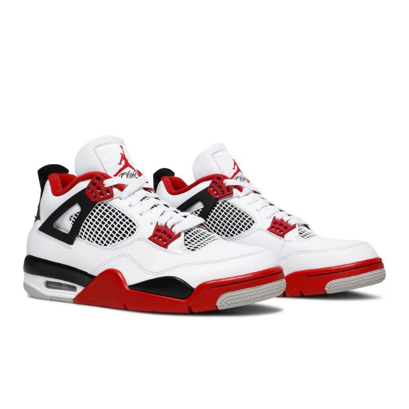 Air Jordan 4 Retro Og Hvit Svart Rød Herresko