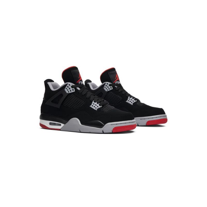 Air Jordan 4 Retro Og Svart Grå Rød Hvit Herresko