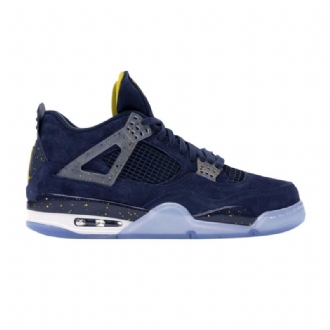 Air Jordan 4 Retro Pe Mørke Blå Gul Hvit Herresko