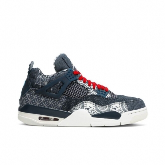 Air Jordan 4 Retro Se Grå Mørke Blå Hvit Rød Herresko