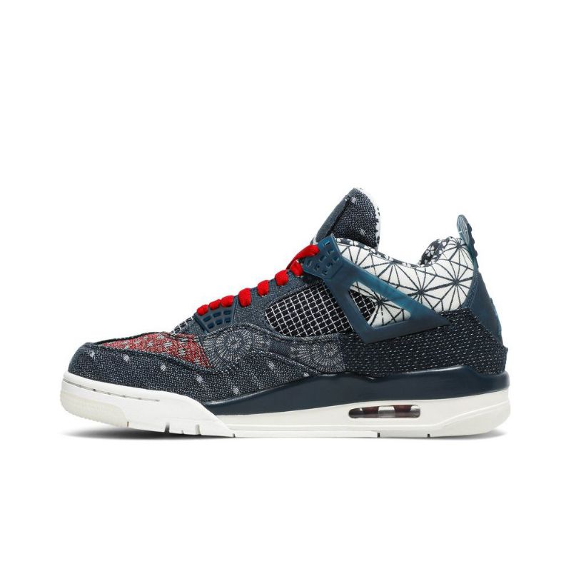 Air Jordan 4 Retro Se Grå Mørke Blå Hvit Rød Herresko