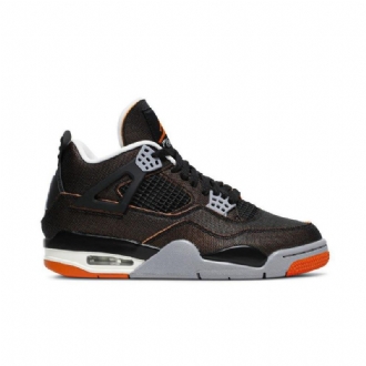 Air Jordan 4 Retro Svart Oransje Grå Damesko