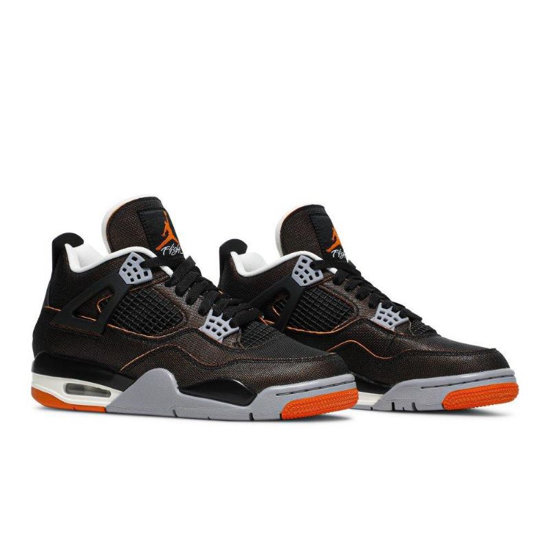 Air Jordan 4 Retro Svart Oransje Grå Damesko