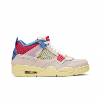 Air Jordan 4 Union La Retro Beige Rød Blå Herresko