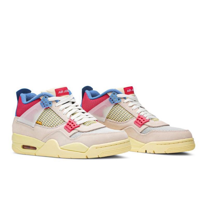 Air Jordan 4 Union La Retro Beige Rød Blå Herresko