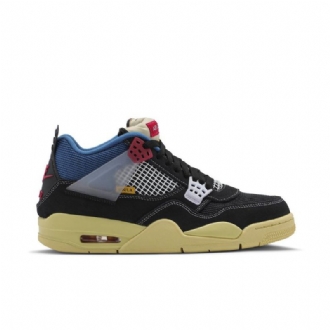Air Jordan 4 Union La Retro Svart Blå Grå Rød Herresko