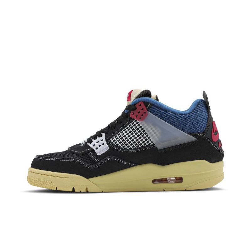 Air Jordan 4 Union La Retro Svart Blå Grå Rød Herresko