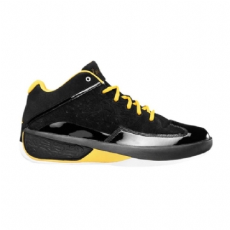 Air Jordan 2 Glatt Svart Gul Hvit Herresko