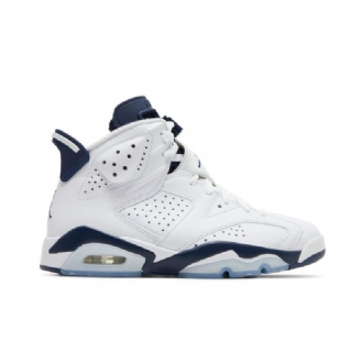 Air Jordan 6 Retro Hvit Mørke Blå Herresko