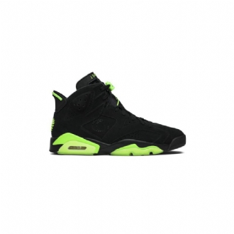Air Jordan 6 Retro Pe Svart Grønne Herresko