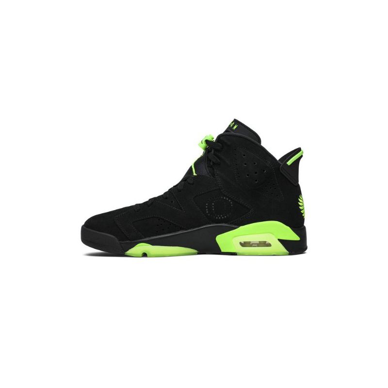 Air Jordan 6 Retro Pe Svart Grønne Herresko