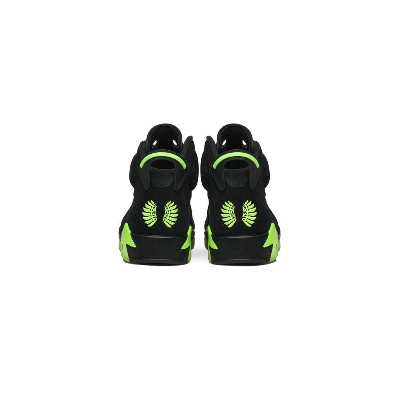 Air Jordan 6 Retro Pe Svart Grønne Herresko