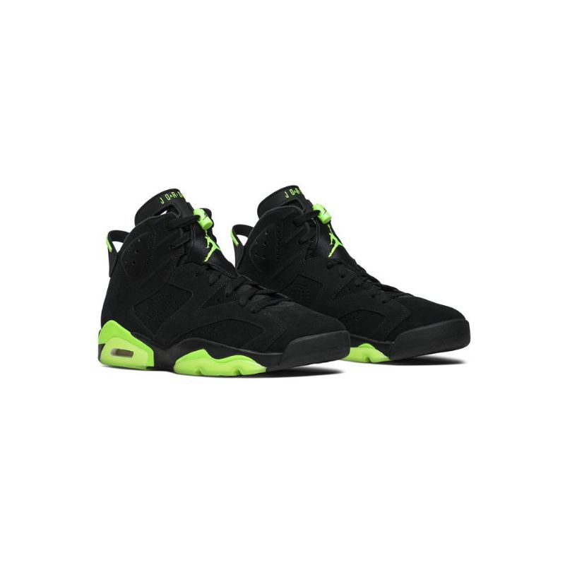 Air Jordan 6 Retro Pe Svart Grønne Herresko