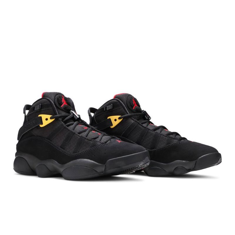 Air Jordan 6 Ringer Svart Rødt Gull Herresko