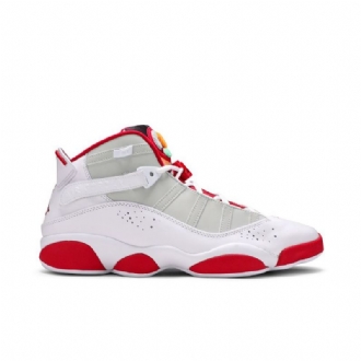 Air Jordan 6 Rings Hvit Rød Grå Herresko